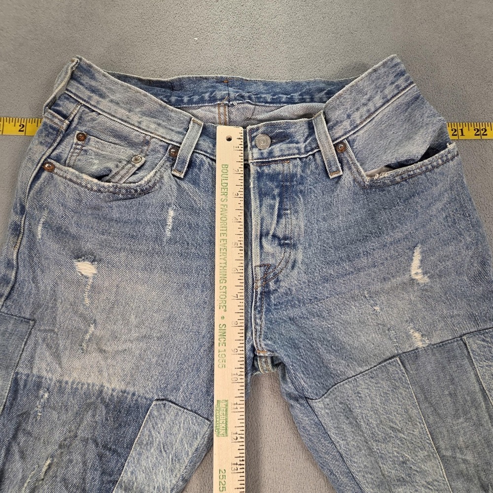 Levis 501 CT Jeans Womens Light Wash Tapered Patched Distressed Fits 27x27 - Picture 7 of 16